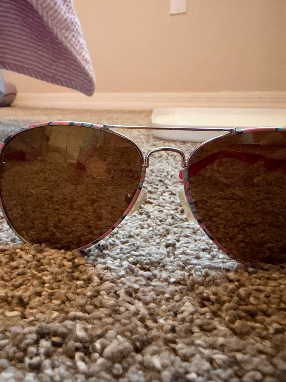 Lilly Pulitzer Multi-Color Pattern Aviator Sunglasses with Brown Lenses